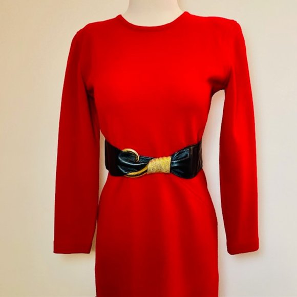 Outlander Red Midi Dress - Wool Blend - Petite Small - Vintage - Picture 2 of 15
